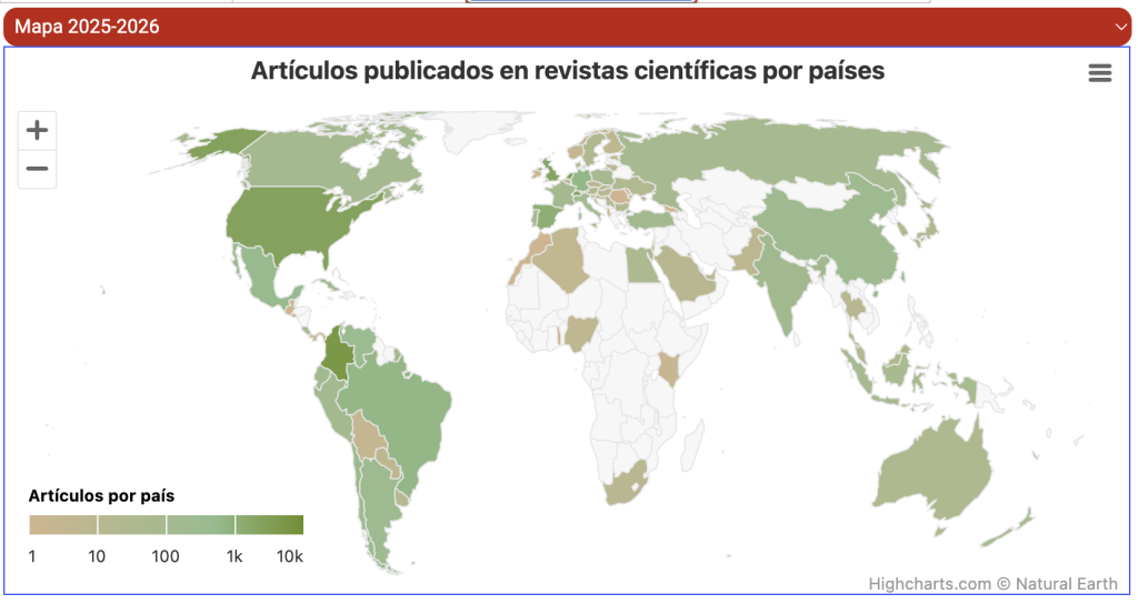 Mapa de internacionalización Ranking ART-Sapiens 2025-2026